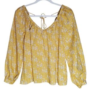 J.CREW Liberty London Floral V-Neck Longsleeve Cotton Top Boho Festival Spring